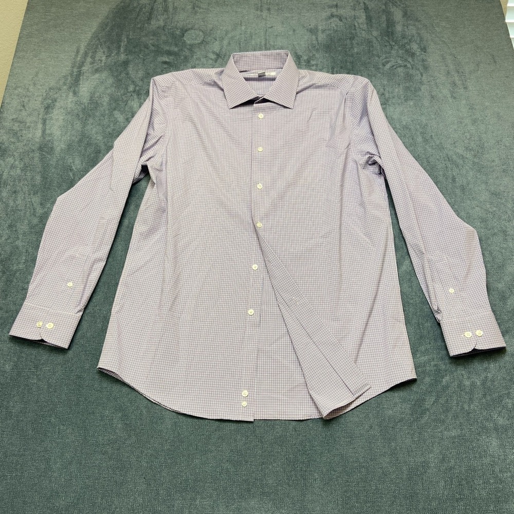 Collection By Michael Strahan Dress Shirt Mens 16 34/35 White Plaid Business